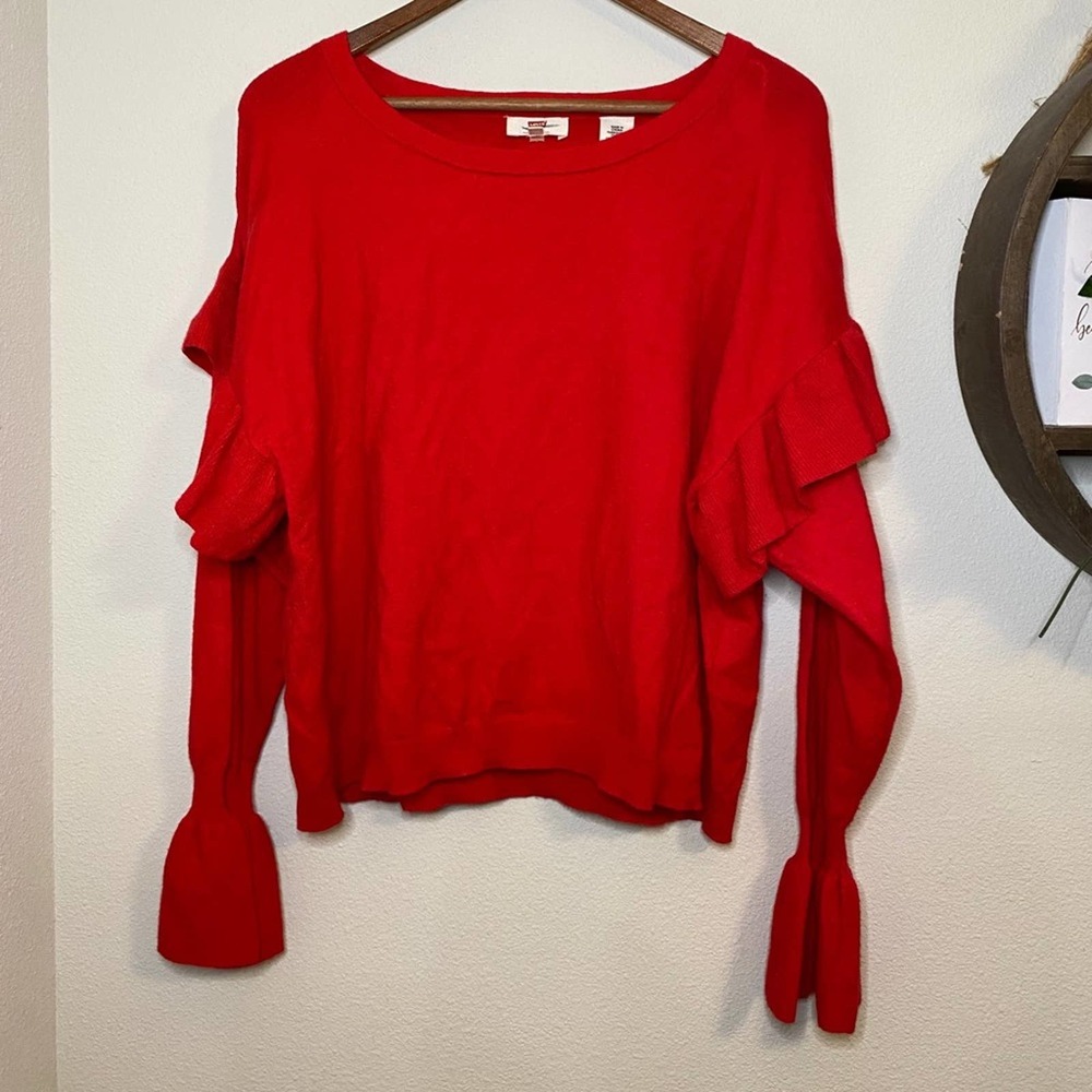 Levi’s red flare sleeve sweater top L